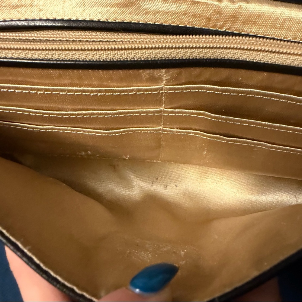 Ann Taylor Black Leather Clutch with Ring Accent - Picture 8 of 11